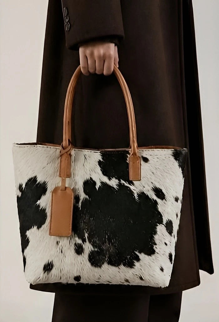 Genuine Leather Western Handbag | Hair On Cowhide Tote Bag