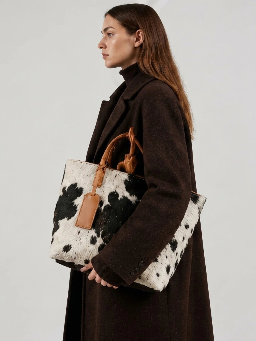 Genuine Leather Western Handbag | Hair On Cowhide Tote Bag