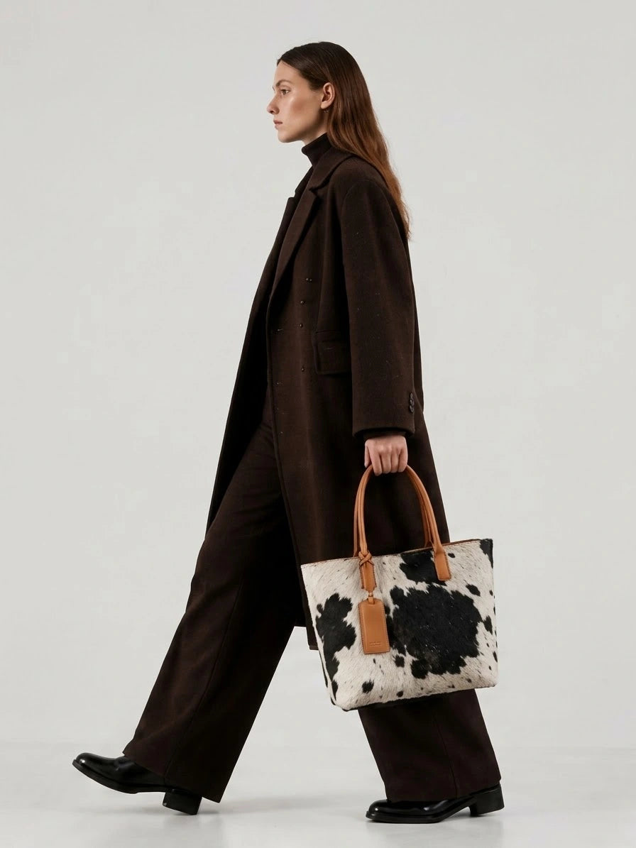 Genuine Leather Western Handbag | Hair On Cowhide Tote Bag