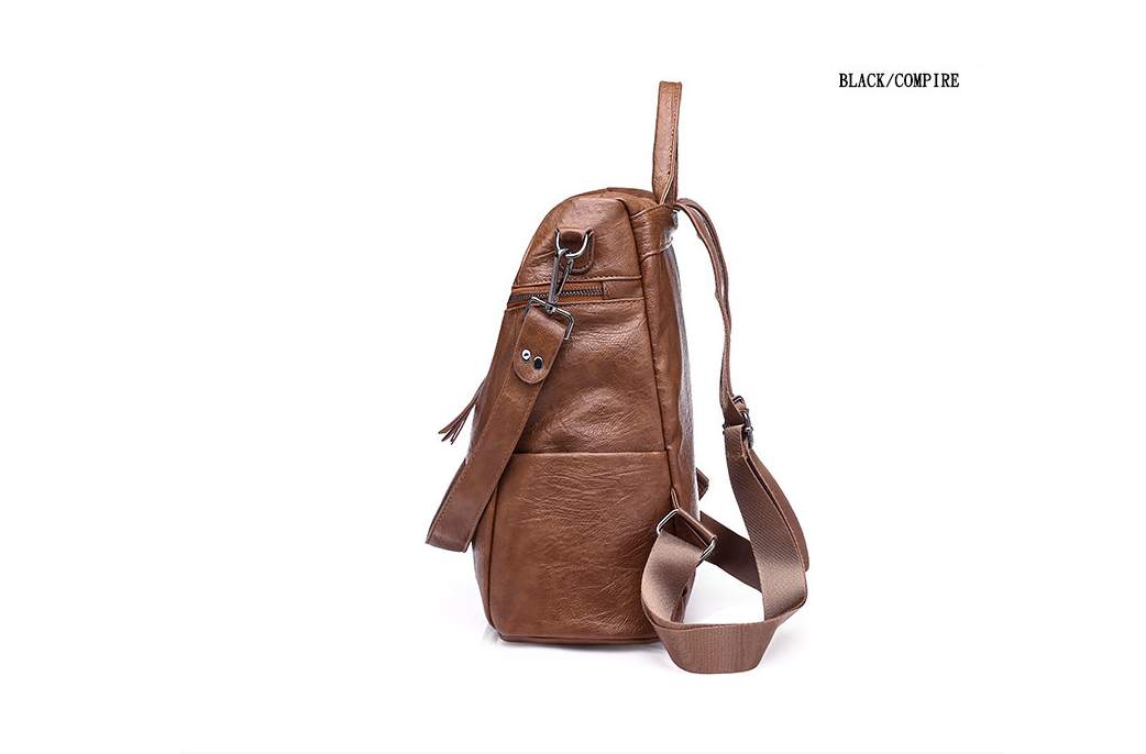Women’s PU Leather Backpack - Stylish Dual Shoulder Bag