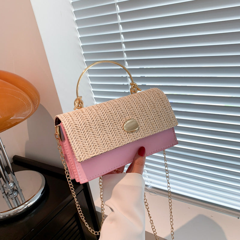 Women’s PU Leather Top Handle Bag – Braided Fashion Handbag