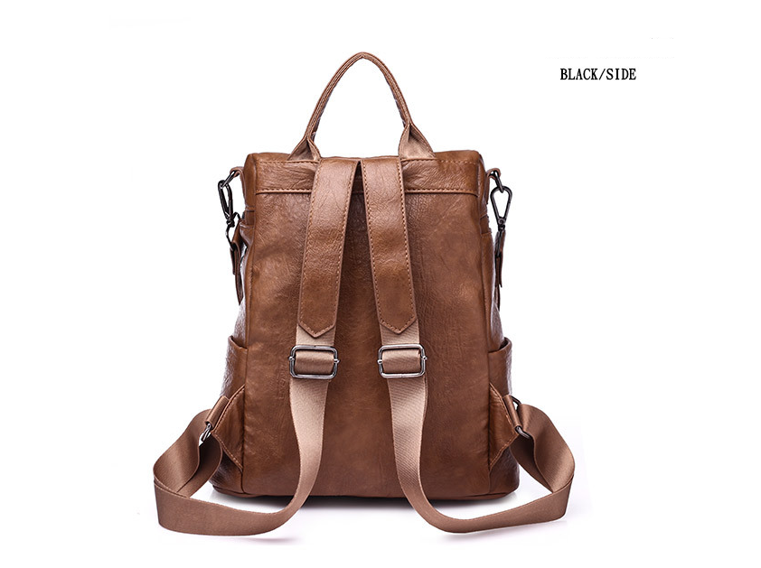 Women’s PU Leather Backpack - Stylish Dual Shoulder Bag