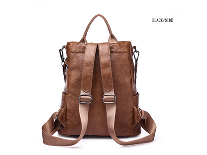 Women’s PU Leather Backpack - Stylish Dual Shoulder Bag
