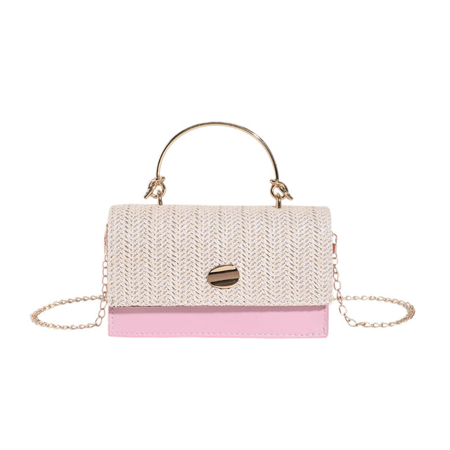 Women’s PU Leather Top Handle Bag – Braided Fashion Handbag