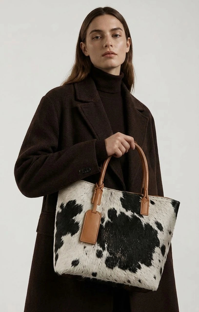 Genuine Leather Western Handbag | Hair On Cowhide Tote Bag