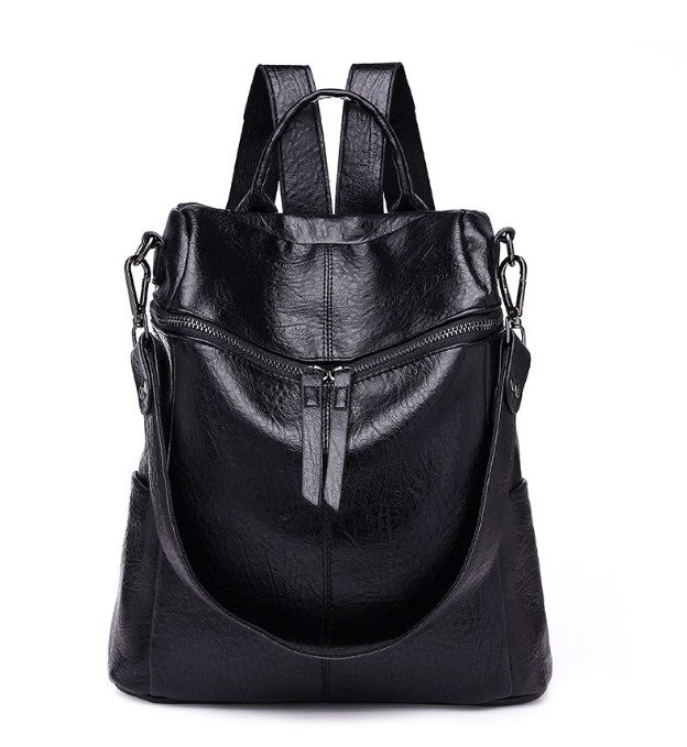 Women’s PU Leather Backpack - Stylish Dual Shoulder Bag