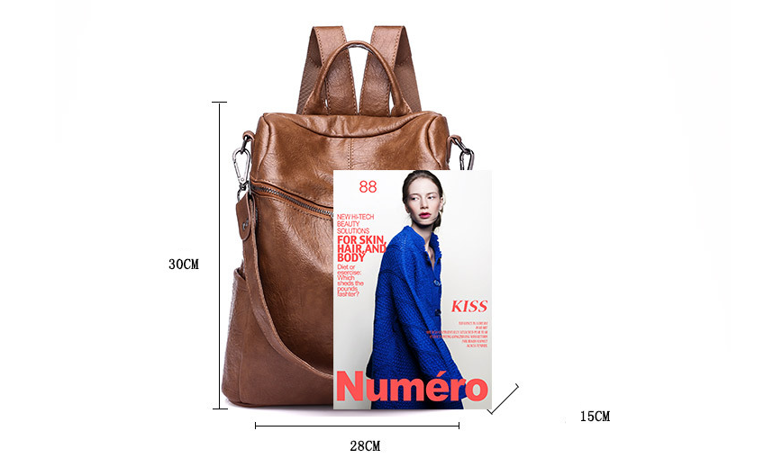Women’s PU Leather Backpack - Stylish Dual Shoulder Bag