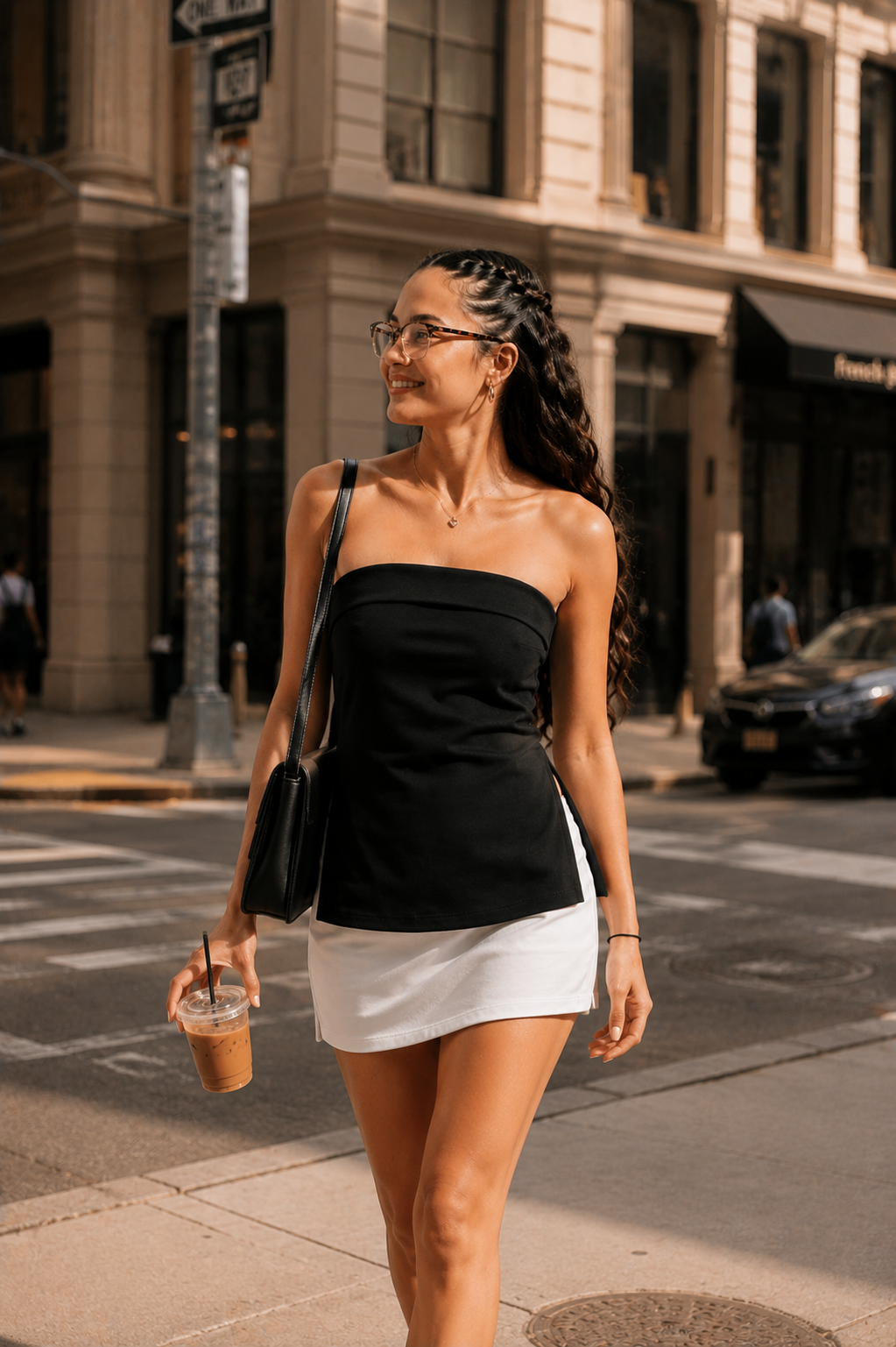 Women’s Strapless Bandeau Tube Top – Split Hem Casual Crop Top